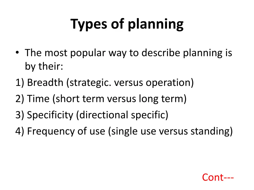 types of planning