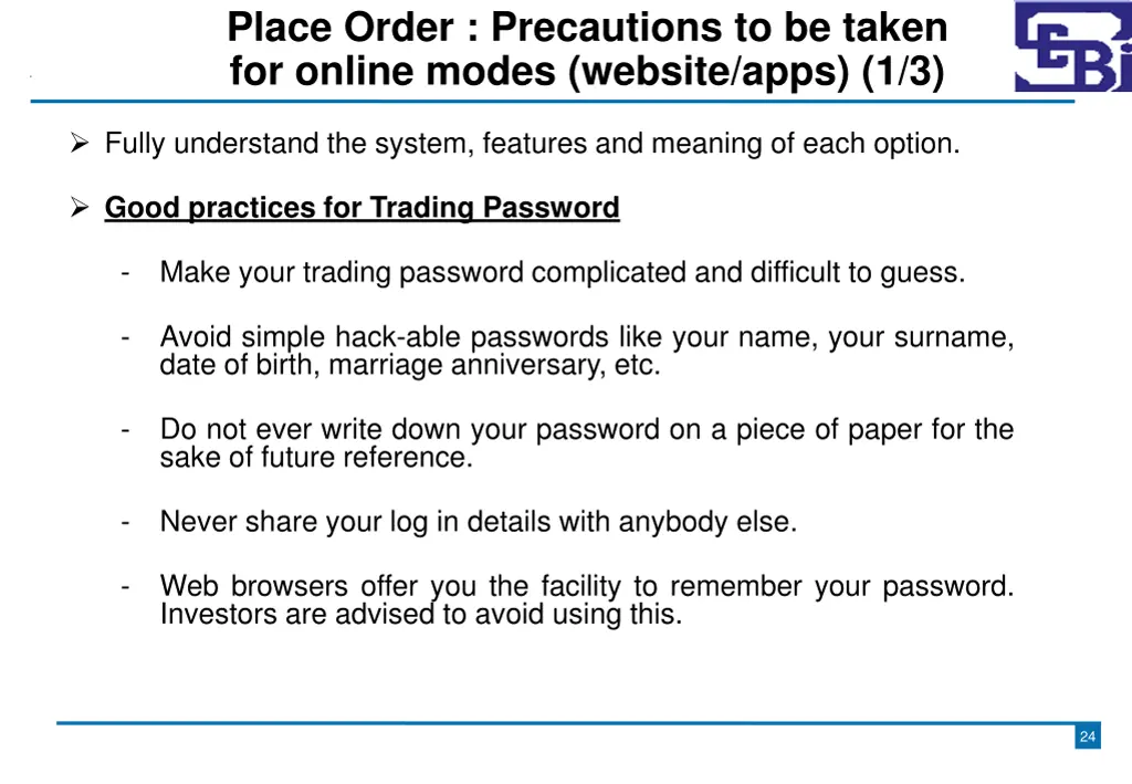 place order precautions to be taken for online