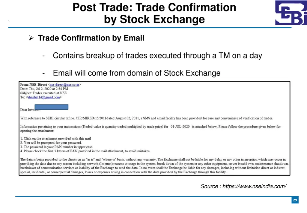 post trade trade confirmation by stock exchange 1