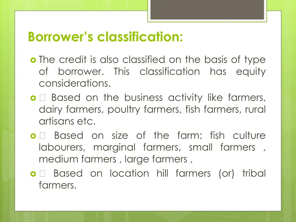 borrower s classification