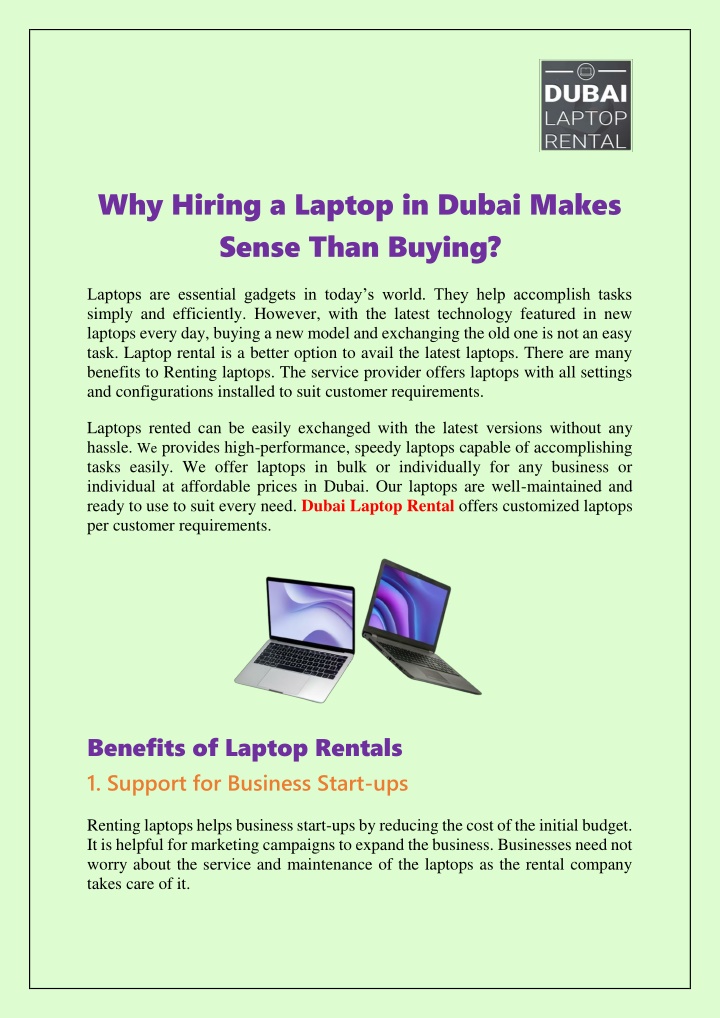 why hiring a laptop in dubai makes sense than