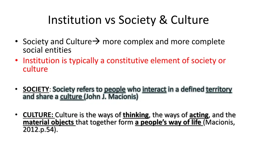 institution vs society culture