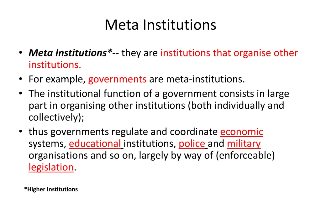 meta institutions