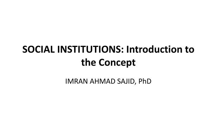 social institutions introduction to the concept