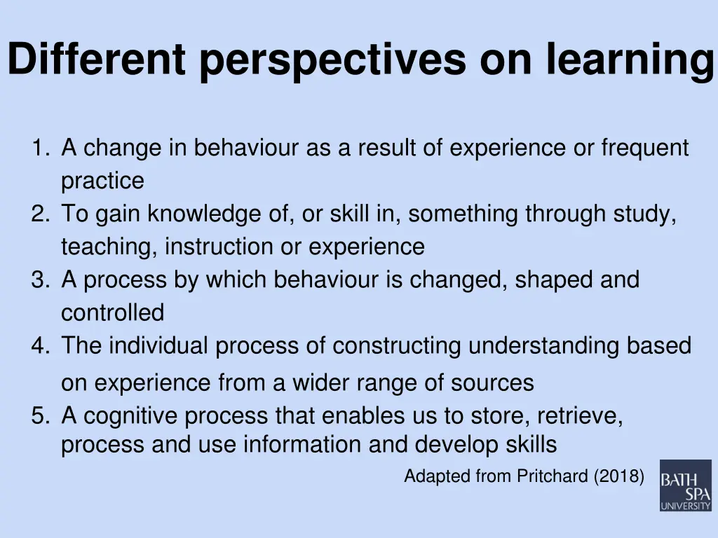 different perspectives on learning