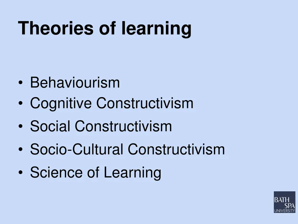 theories of learning 1