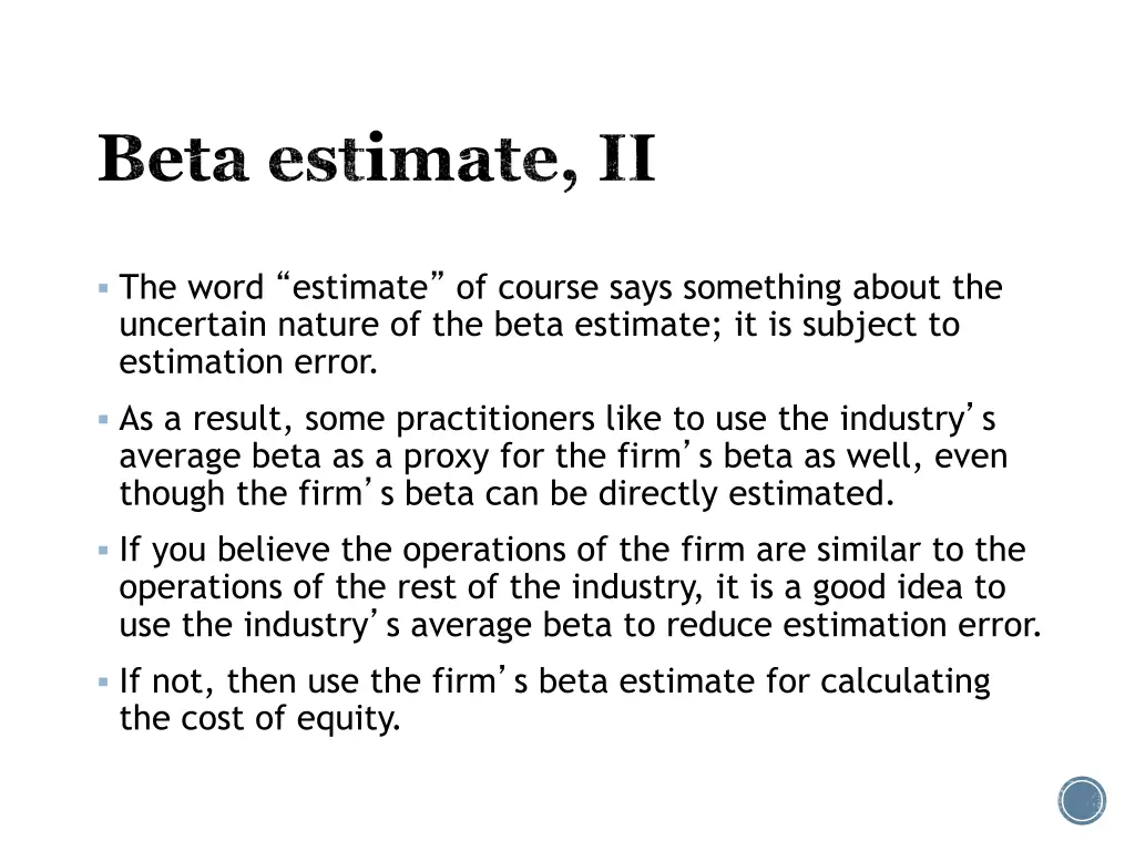 beta estimate ii