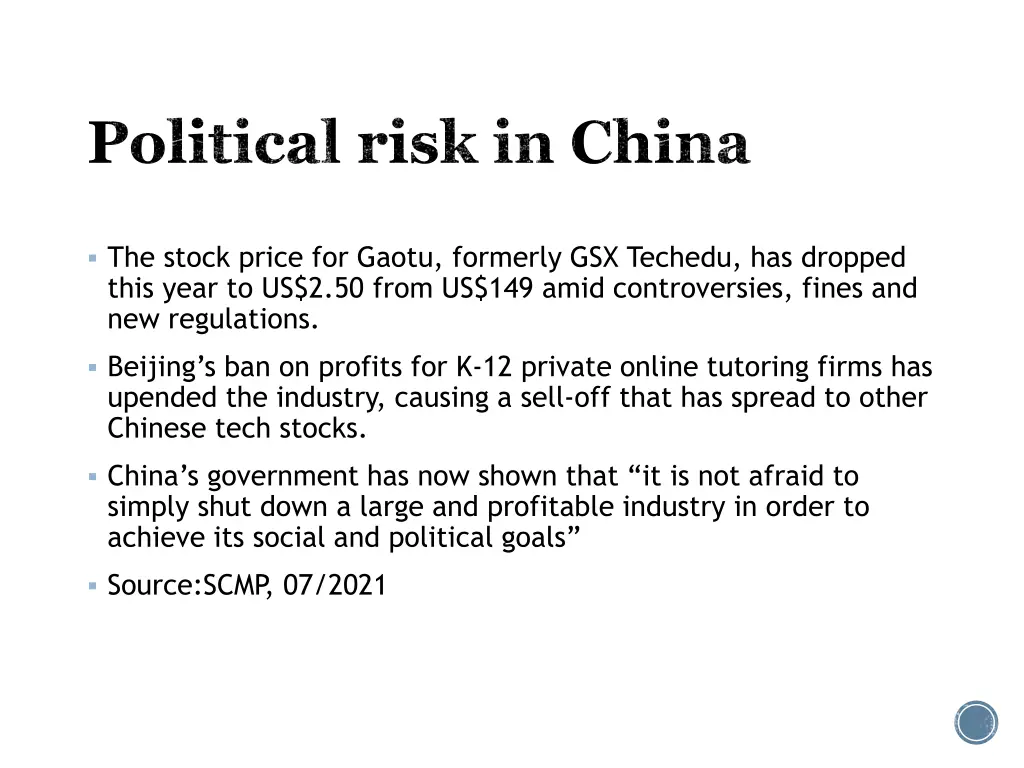 political risk in china