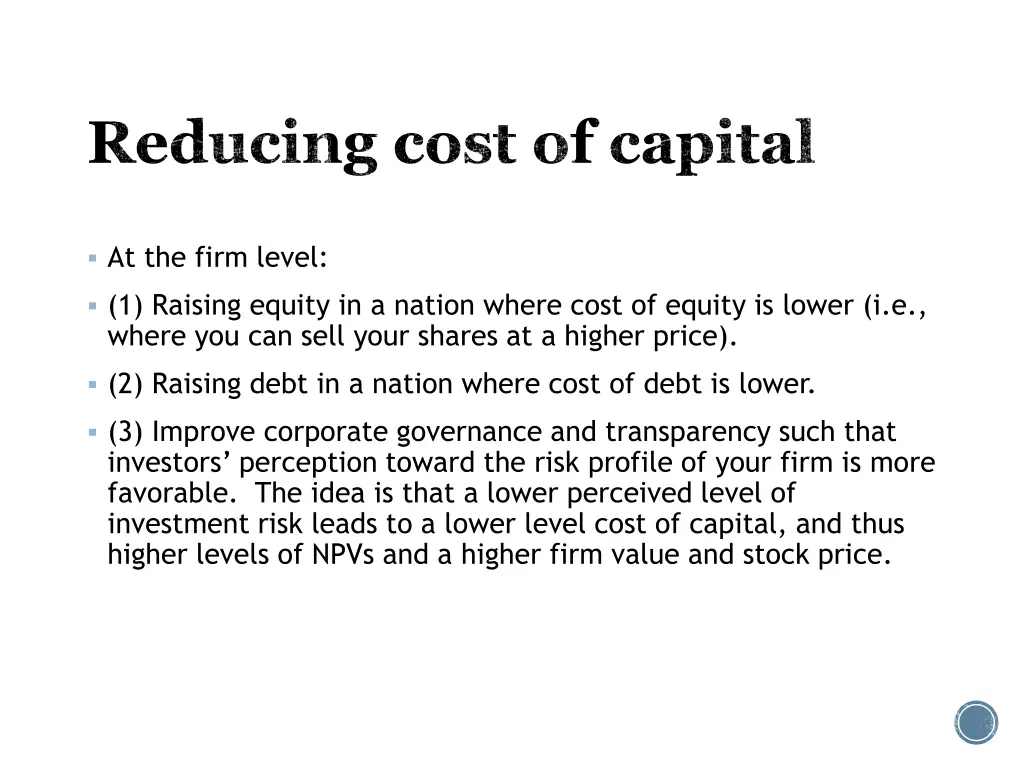 reducing cost of capital 1