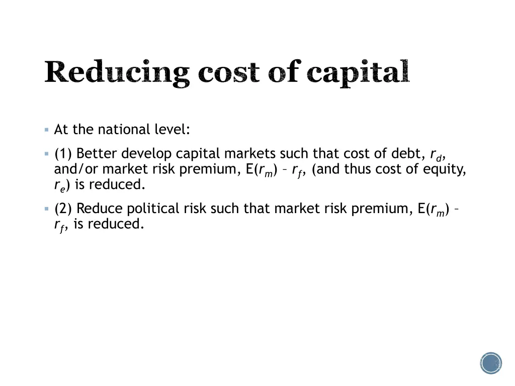 reducing cost of capital