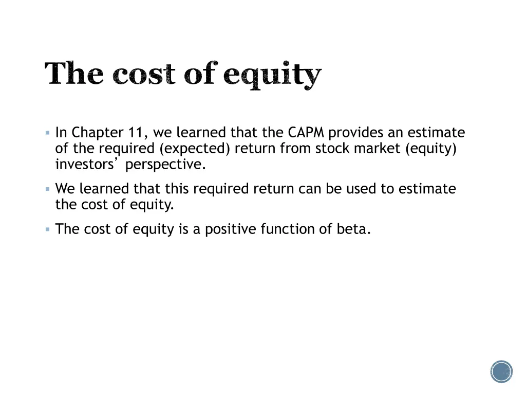 the cost of equity