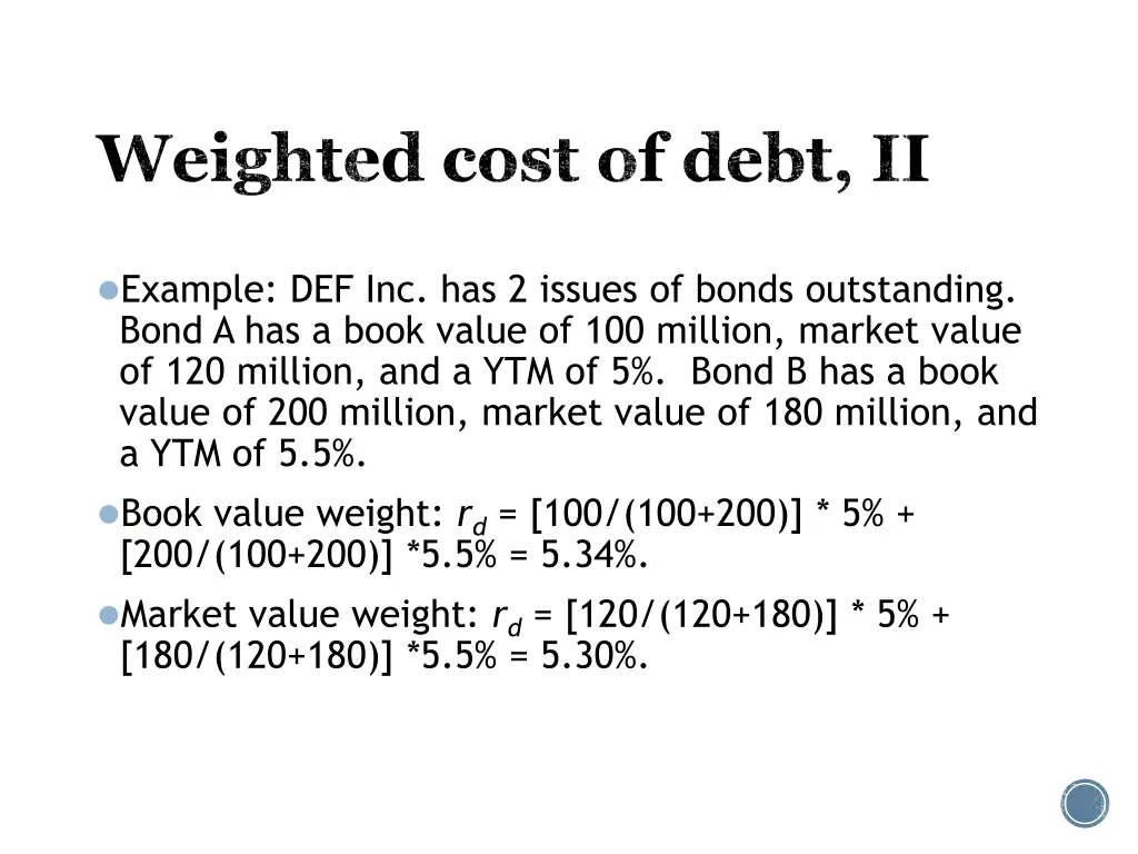 weighted cost of debt ii