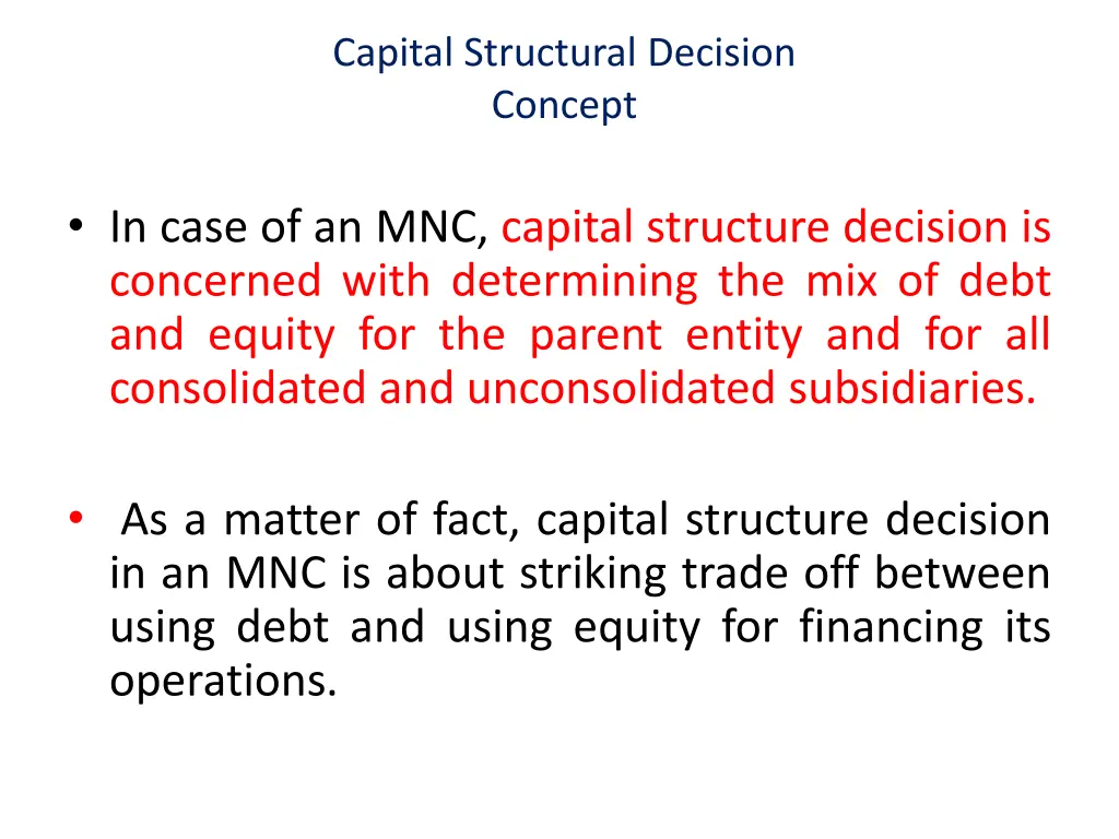 capital structural decision concept