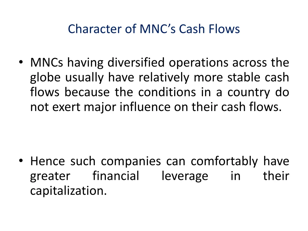 character of mnc s cash flows 1