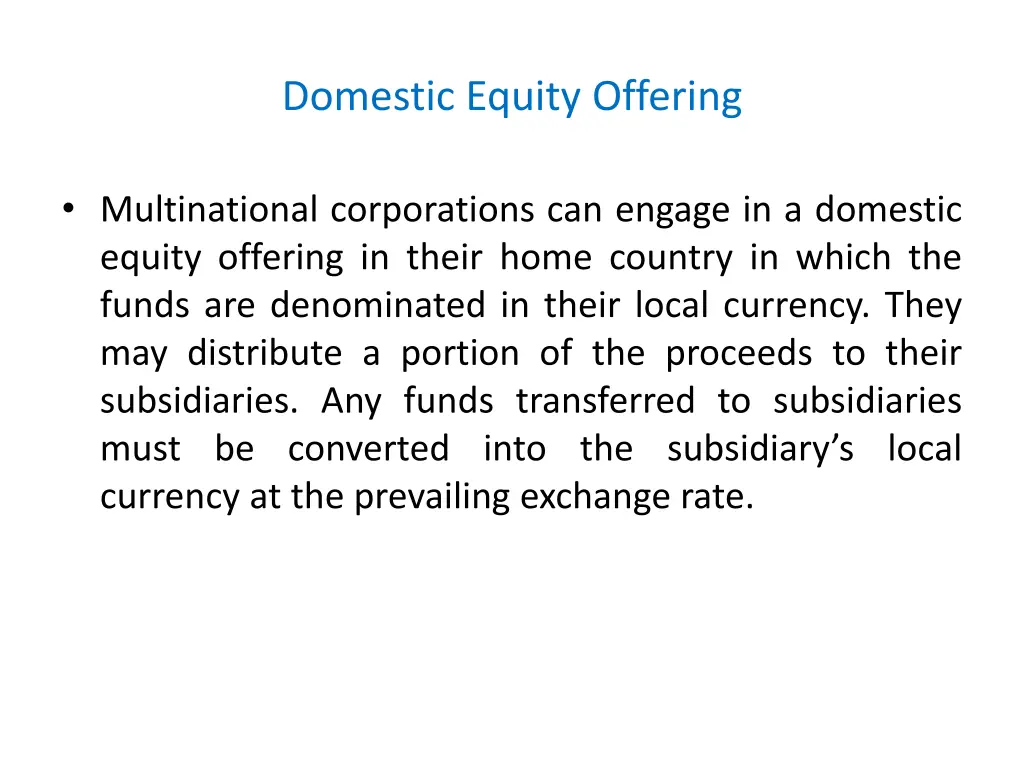 domestic equity offering