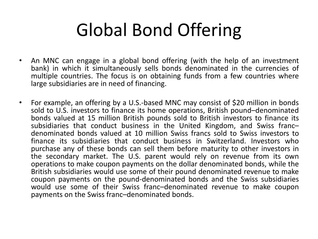 global bond offering