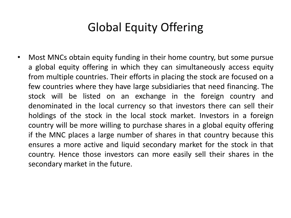 global equity offering