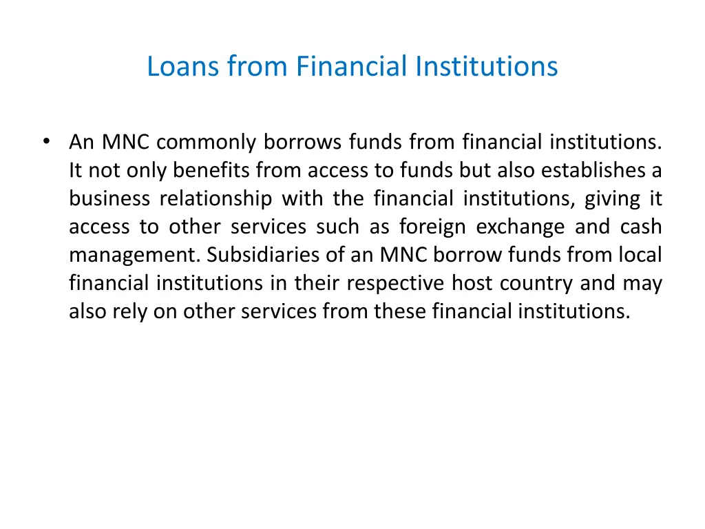 loans from financial institutions