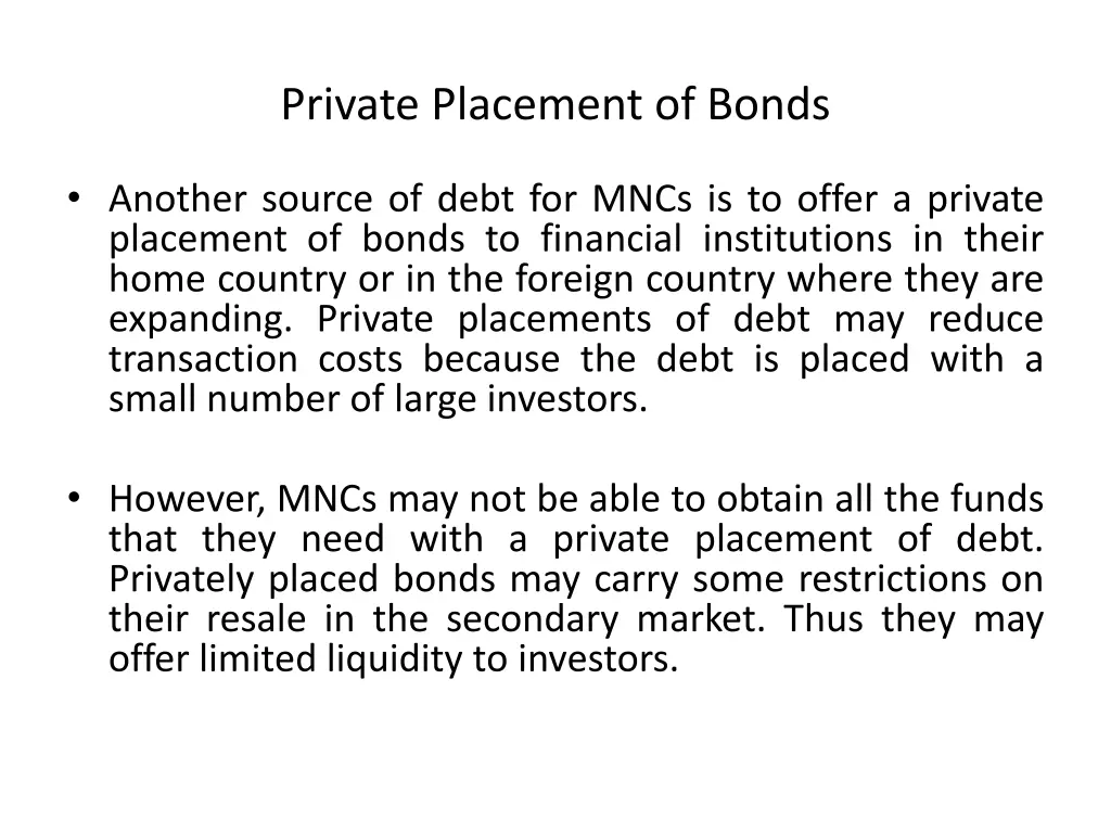 private placement of bonds