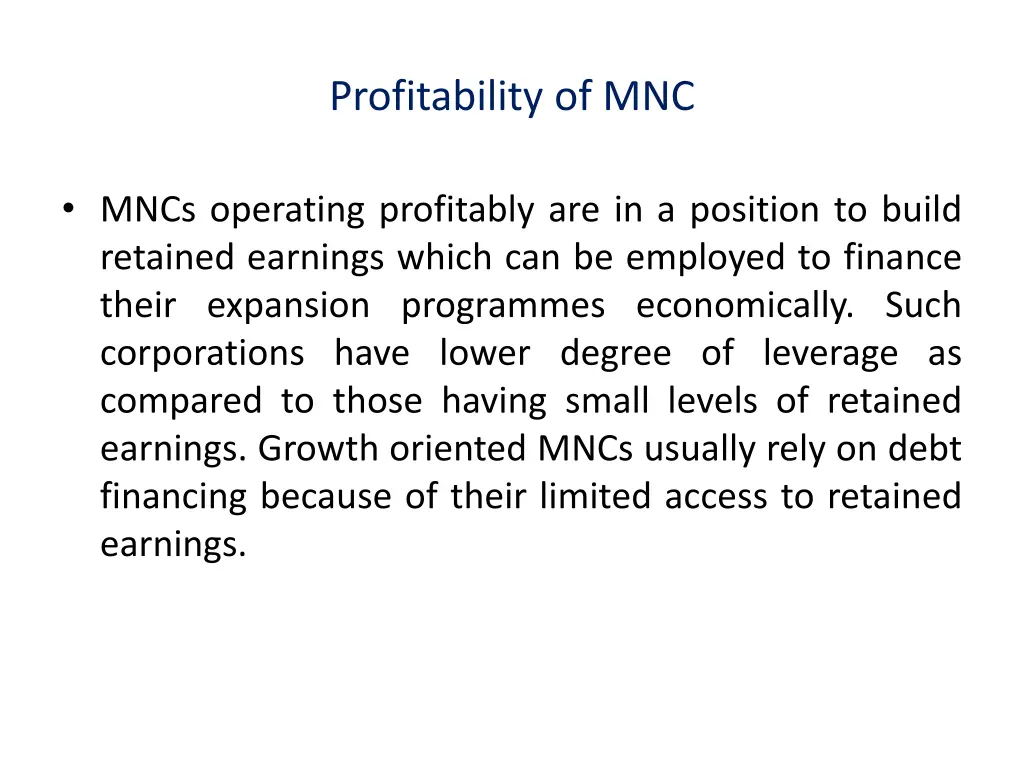 profitability of mnc