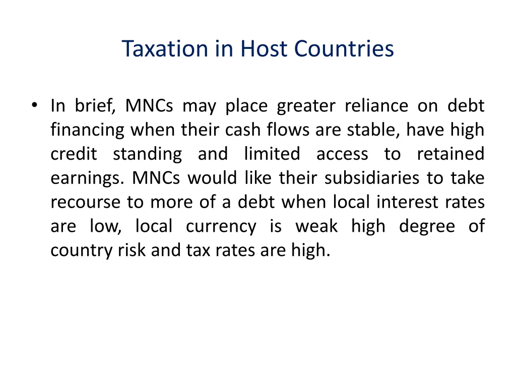 taxation in host countries 1