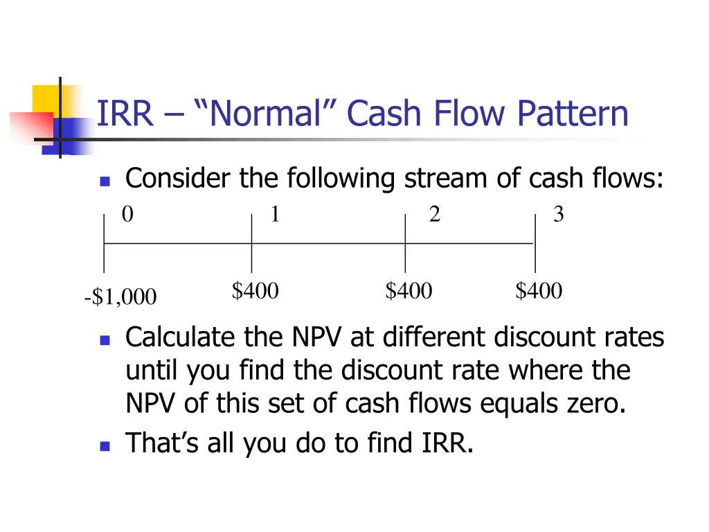 irr normal cash flow pattern