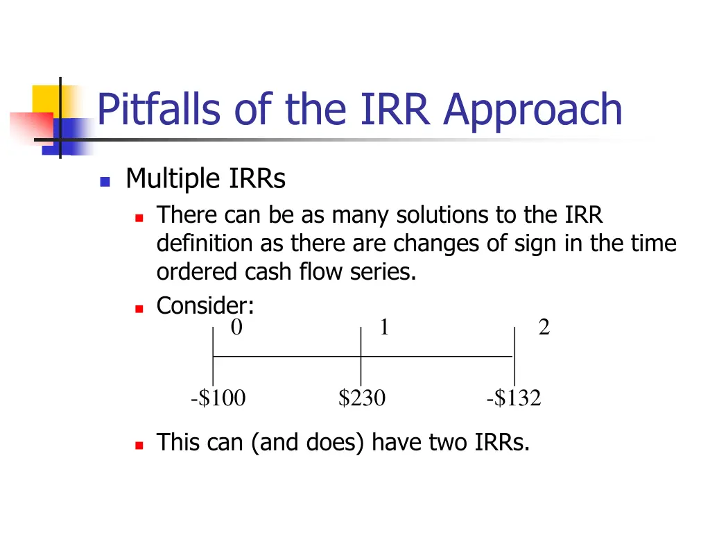 pitfalls of the irr approach