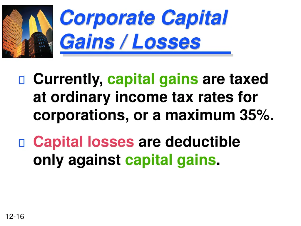 corporate capital gains losses