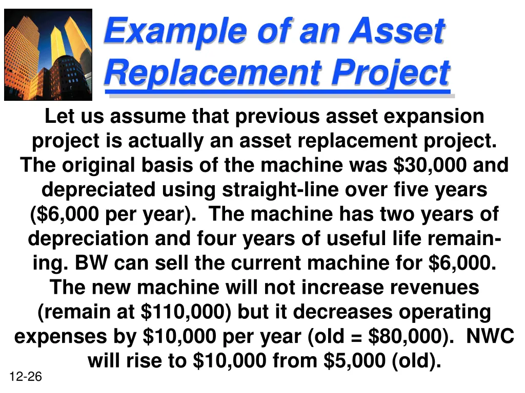 example of an asset replacement project