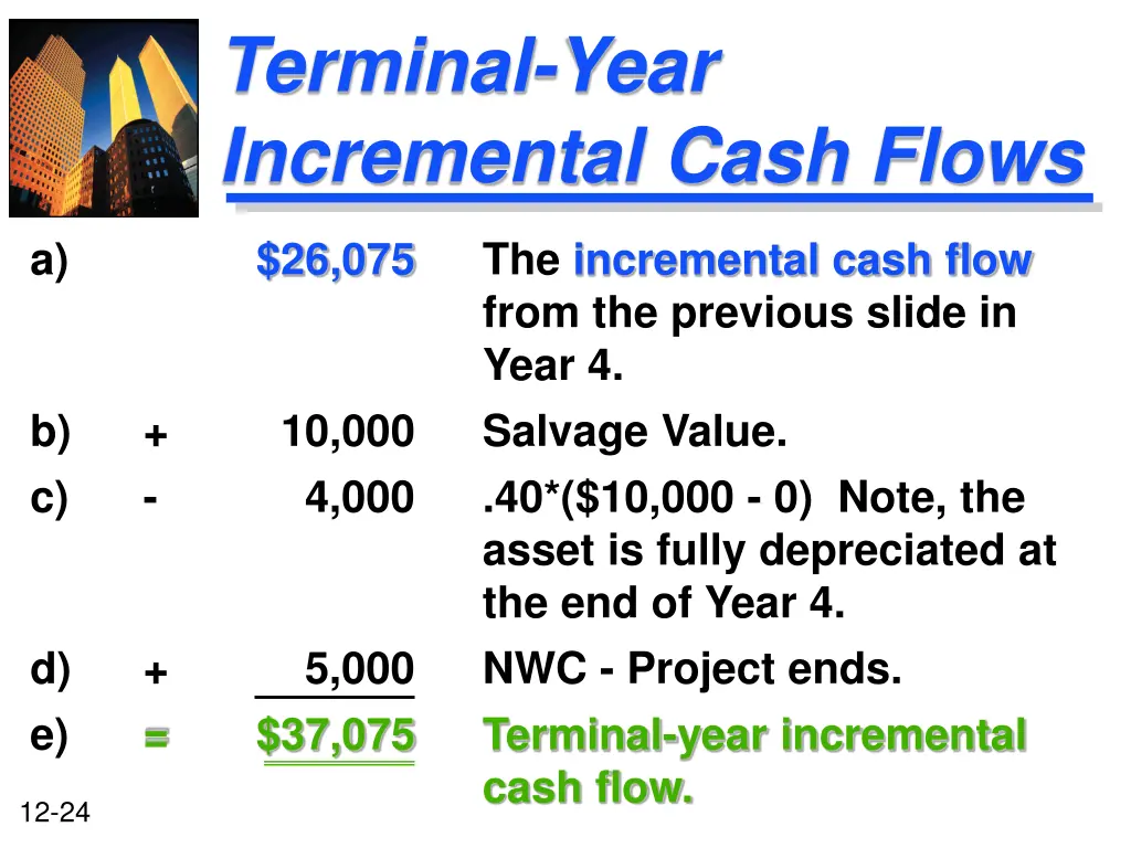 terminal year incremental cash flows 1