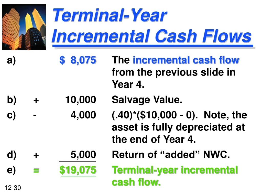 terminal year incremental cash flows 2