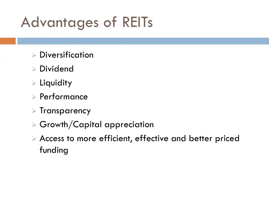 advantages of reits