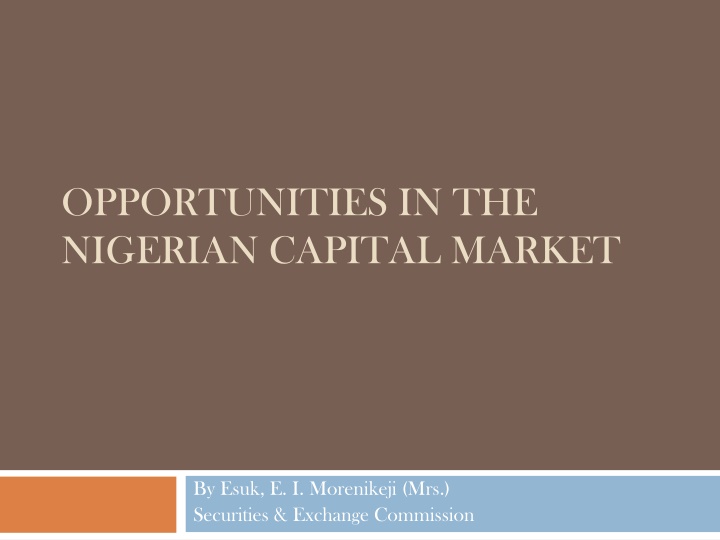 opportunities in the nigerian capital market