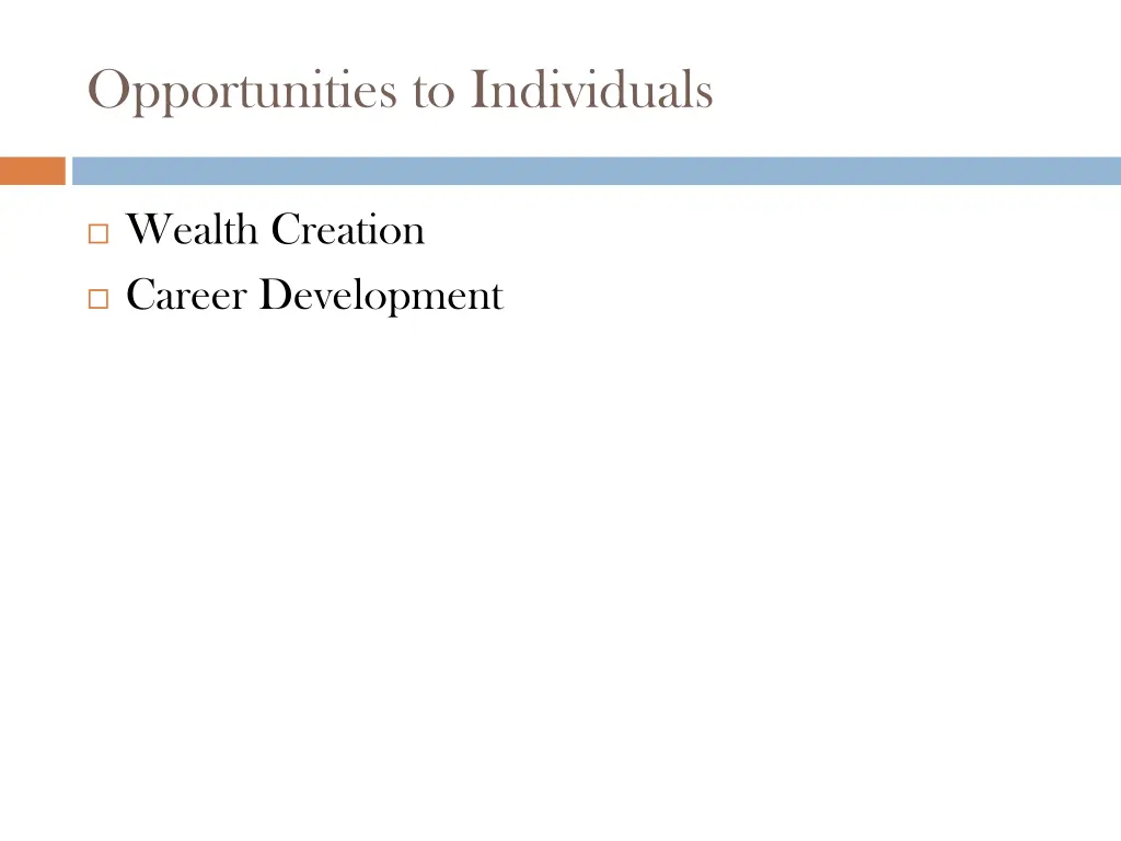 opportunities to individuals