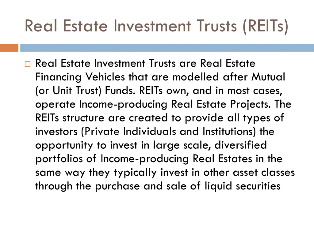 real estate investment trusts reits