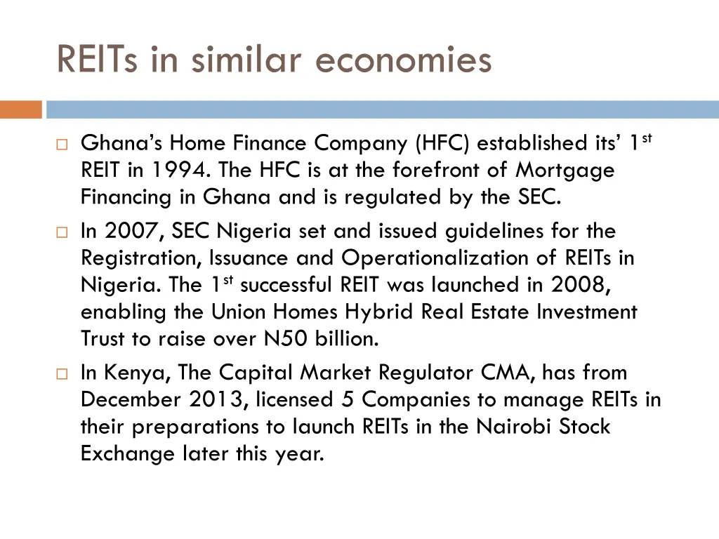 reits in similar economies