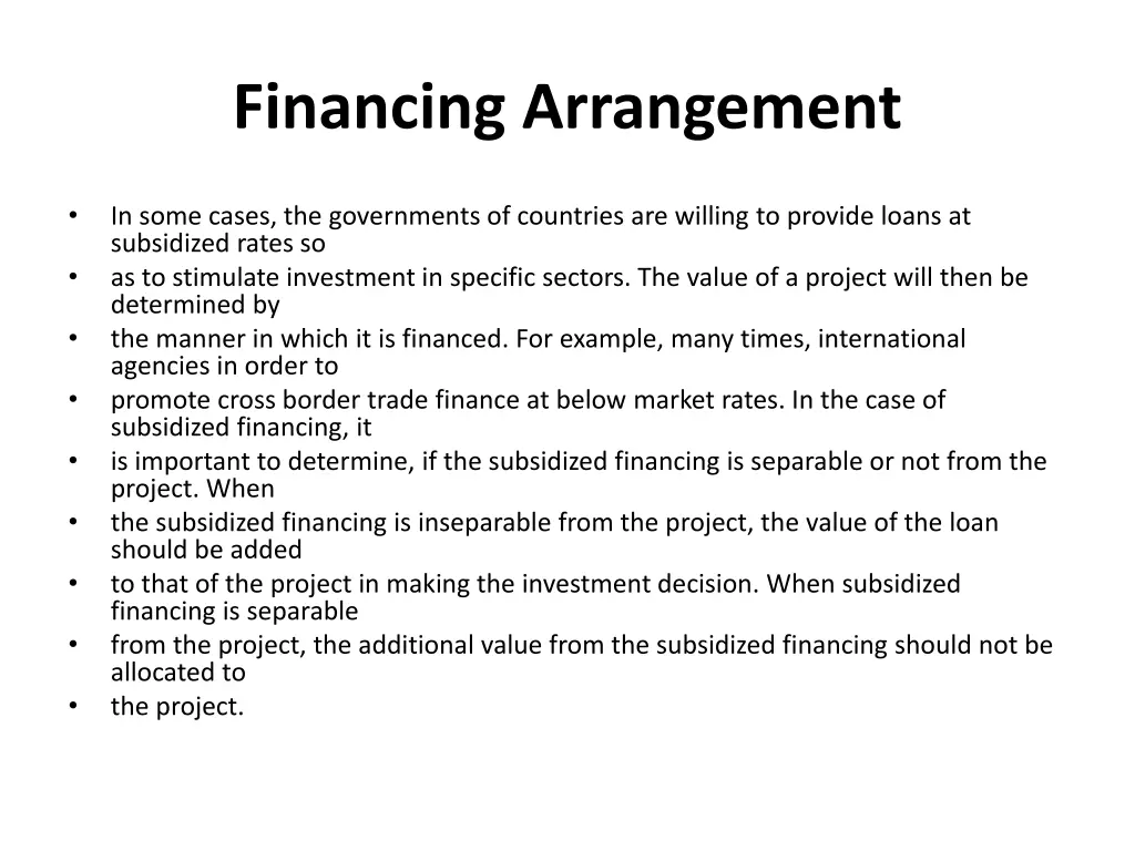 financing arrangement