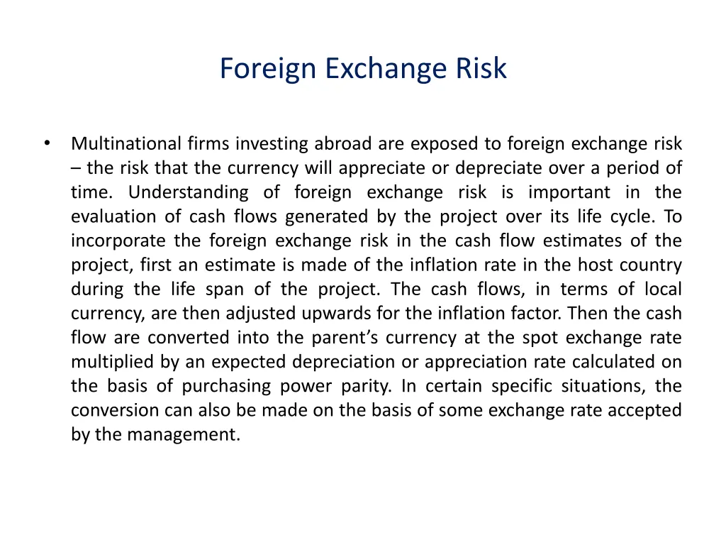 foreign exchange risk