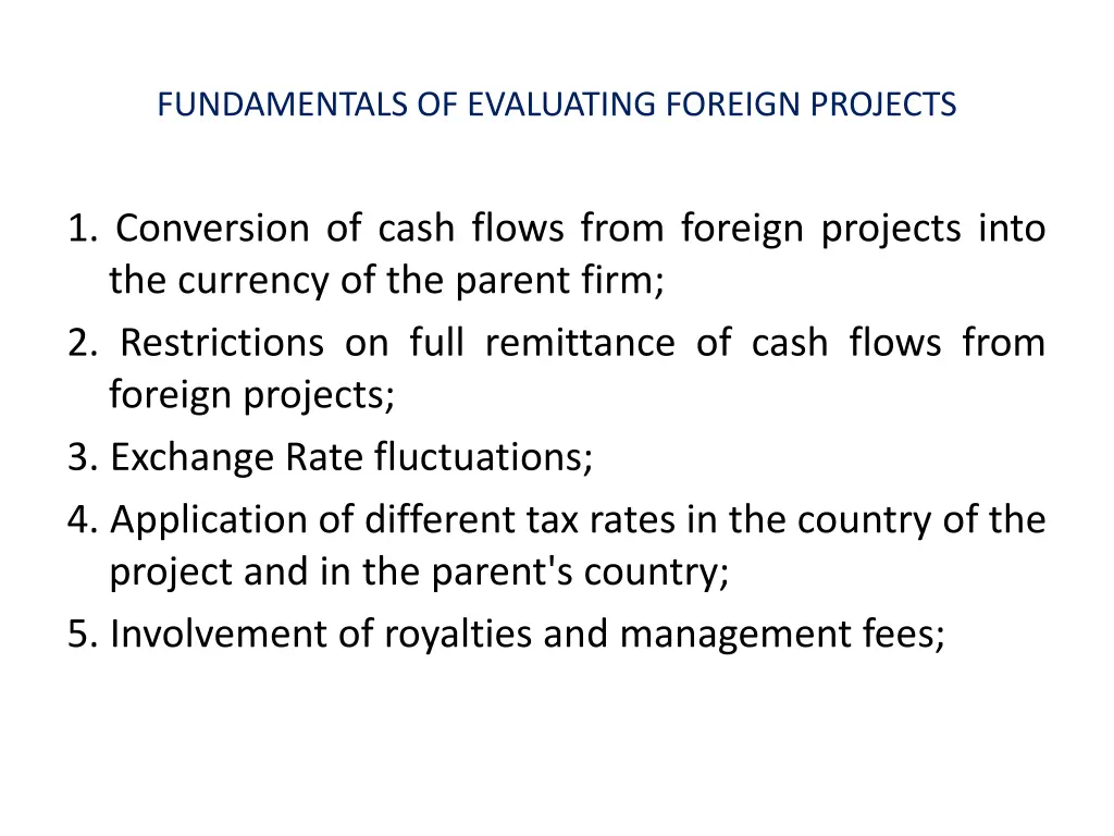 fundamentals of evaluating foreign projects 3