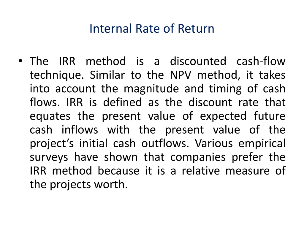 internal rate of return