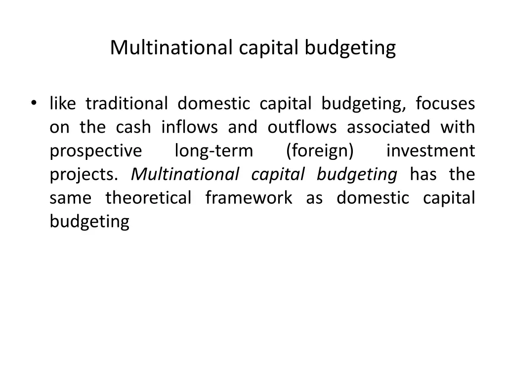 multinational capital budgeting 1