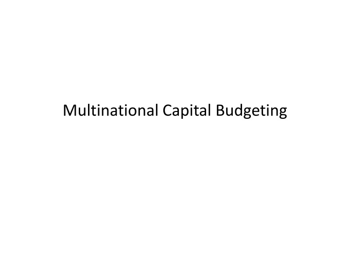 multinational capital budgeting