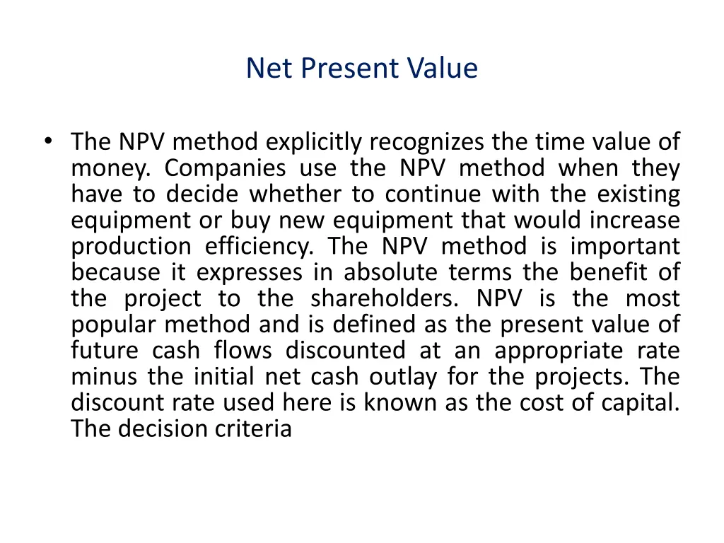 net present value