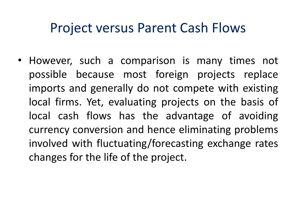 project versus parent cash flows 2