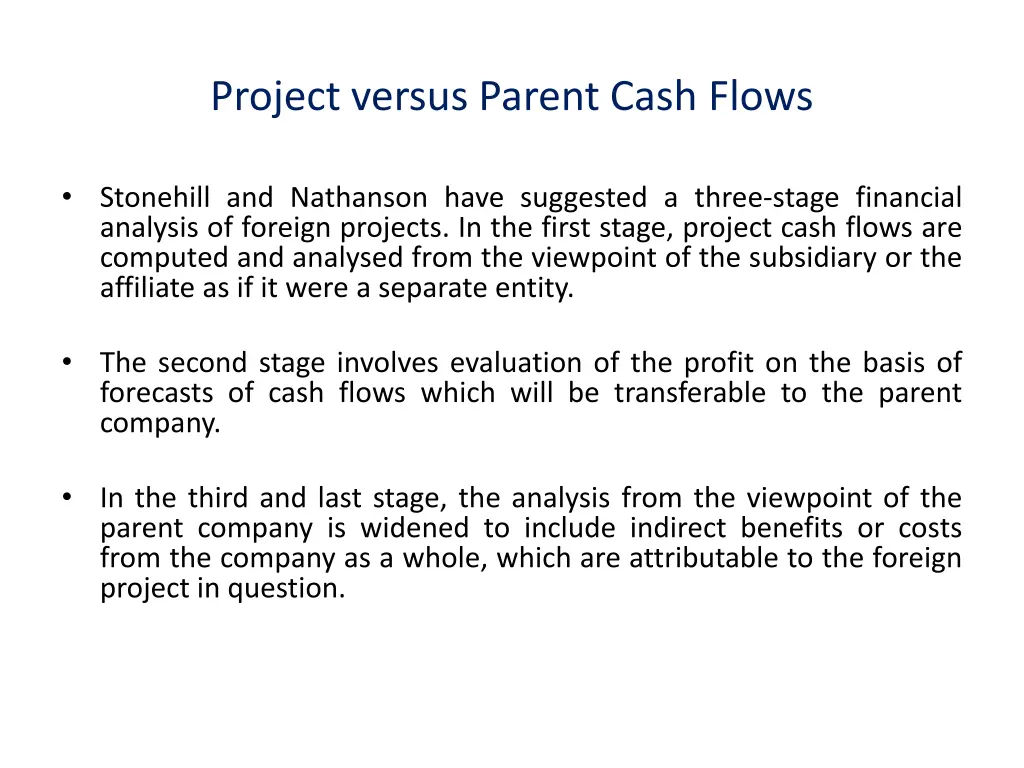 project versus parent cash flows 4