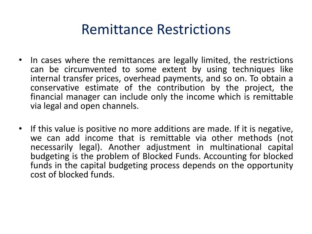 remittance restrictions 1