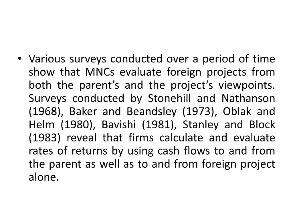 various surveys conducted over a period of time