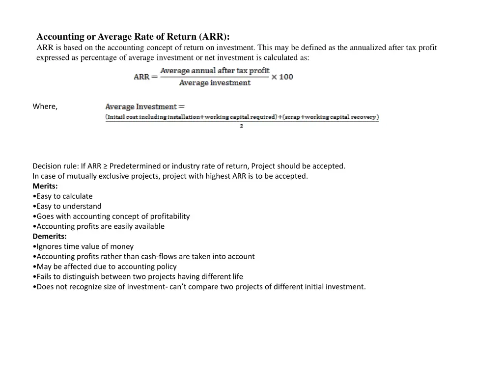 accounting or average rate of return