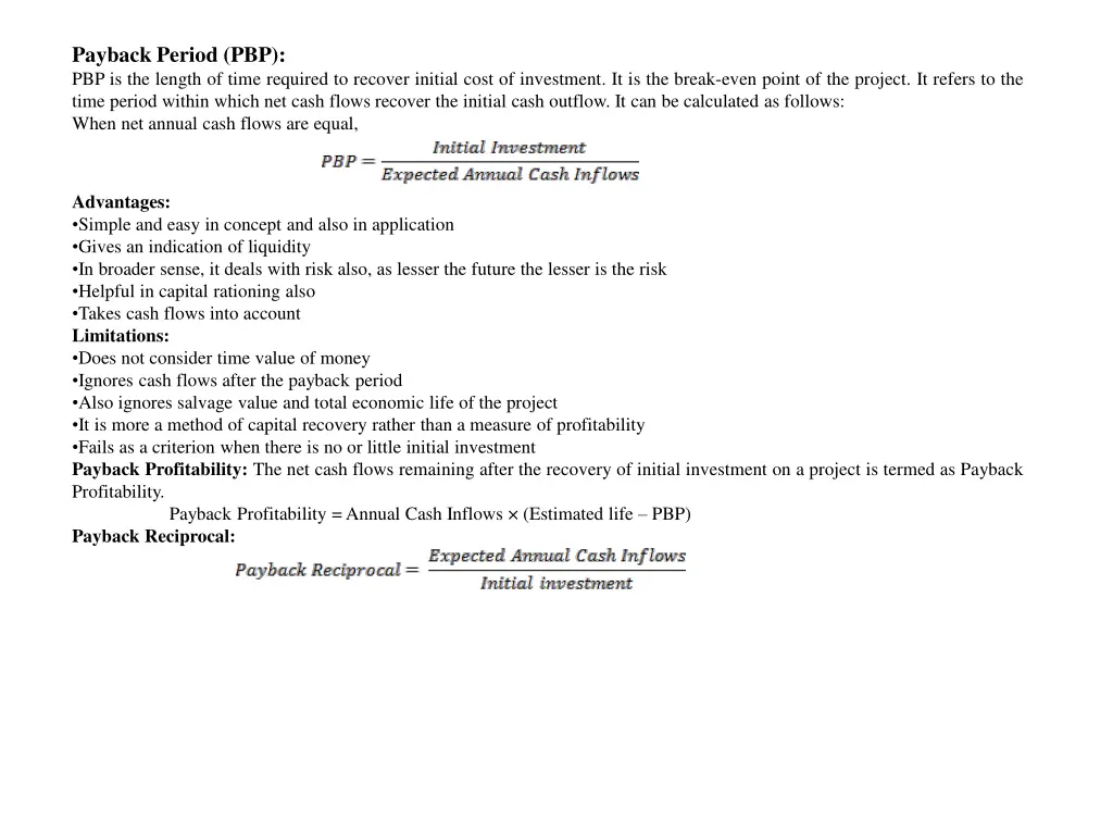 payback period pbp pbp is the length of time