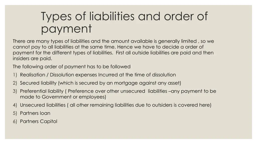 types of liabilities and order of payment